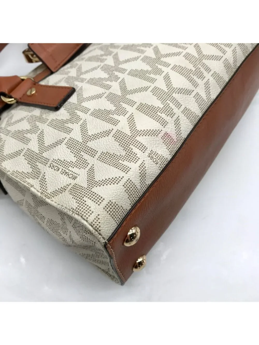 Michael Kors Ivory Monogram Canvas Hamilton Bag